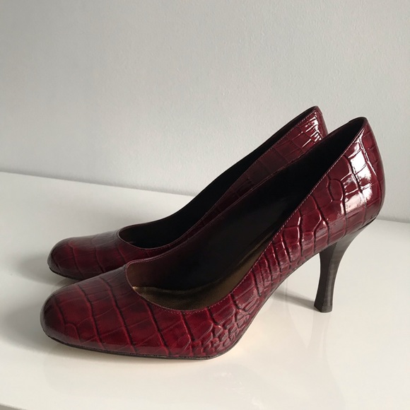 Arturo Chiang Red Wine Snakeskin Pumps Patent Leather Women’s Shoes Vintage Y2K - Picture 4 of 16